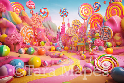 Candy Land Digital Backdrop - Candy Themed Digital Backdrop - Sweets Candyland Digital Background