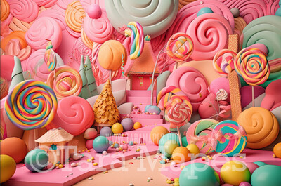 Candy Land Digital Backdrop - Candy Themed Digital Backdrop - Sweets Candyland Digital Background