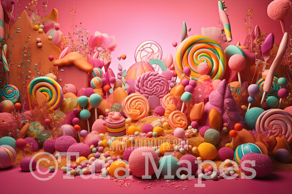Candy Land Digital Backdrop - Candy Themed Digital Backdrop - Sweets Candyland Digital Background