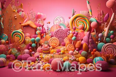 Candy Land Digital Backdrop - Candy Themed Digital Backdrop - Sweets Candyland Digital Background