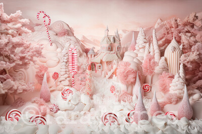 Christmas Candy Land Digital Backdrop - Peppermint Land Candy Themed Digital Backdrop - Sweets Christmas Digital Background