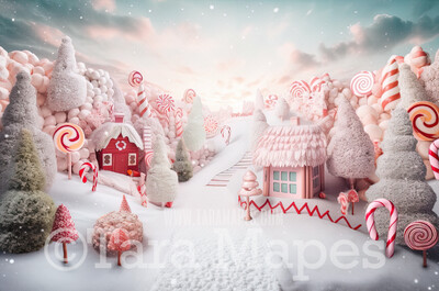Christmas Candy Land Digital Backdrop - Peppermint Land Candy Themed Digital Backdrop - Sweets Christmas Digital Background