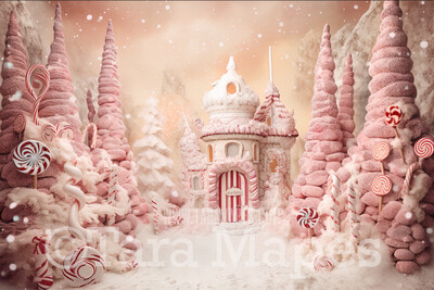 Christmas Candy Land Digital Backdrop - Peppermint Land Candy Themed Digital Backdrop - Sweets Christmas Digital Background