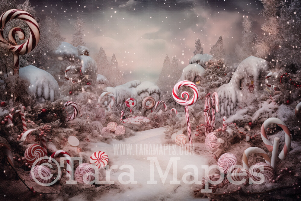 Christmas Candy Land Digital Backdrop - Peppermint Land Candy Themed Digital Backdrop - Sweets Christmas Digital Background