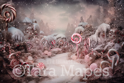 Christmas Candy Land Digital Backdrop - Peppermint Land Candy Themed Digital Backdrop - Sweets Christmas Digital Background