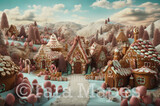 Christmas Gingerbread Town Digital Backdrop - Gingerbread Land  Themed Digital Backdrop - Sweets Christmas Digital Background