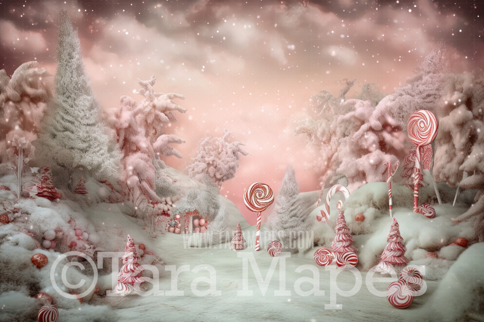 Christmas Candy Land Digital Backdrop - Peppermint Land Candy Themed Digital Backdrop - Sweets Christmas Digital Background