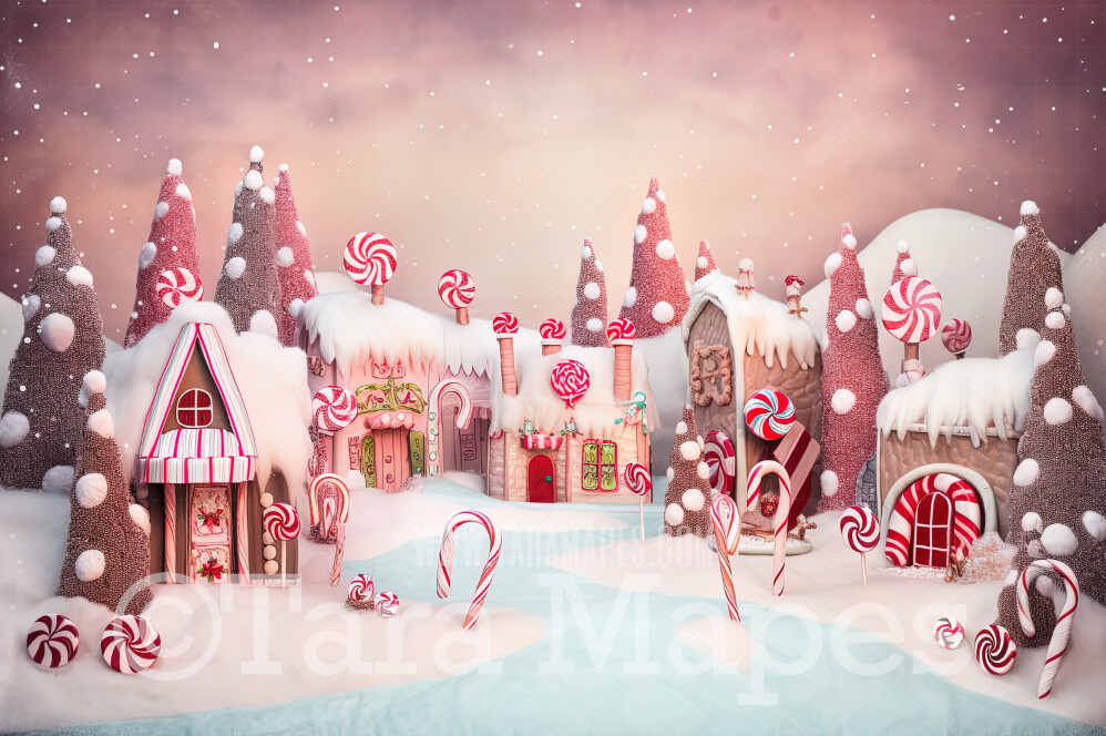 Christmas Candy Land Digital Backdrop - Peppermint Land Candy Themed Digital Backdrop - Sweets Christmas Digital Background