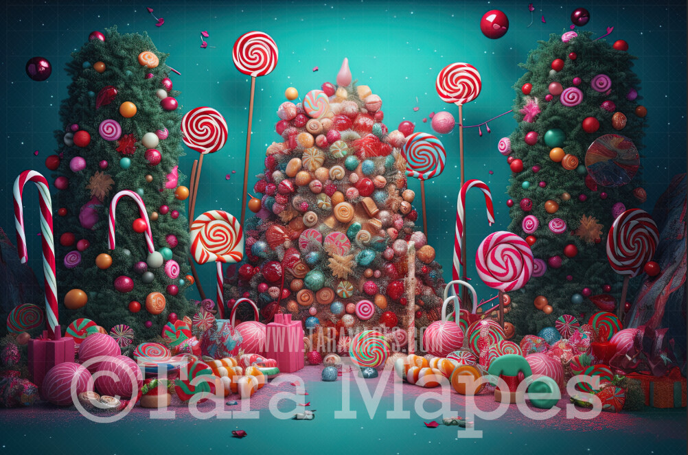 Christmas CandyLand Digital Backdrop - Christmas Candy Themed Digital Backdrop - Sweets Christmas Digital Background