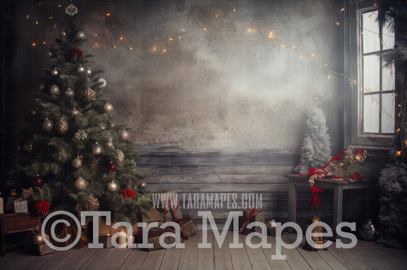 Christmas Studio Digital Backdrop - Christmas Interior - Christmas Room Digital Background