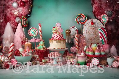 Christmas CandyLand Digital Backdrop - Candy Themed Christmas Digital Backdrop - Sweets Christmas Digital Background