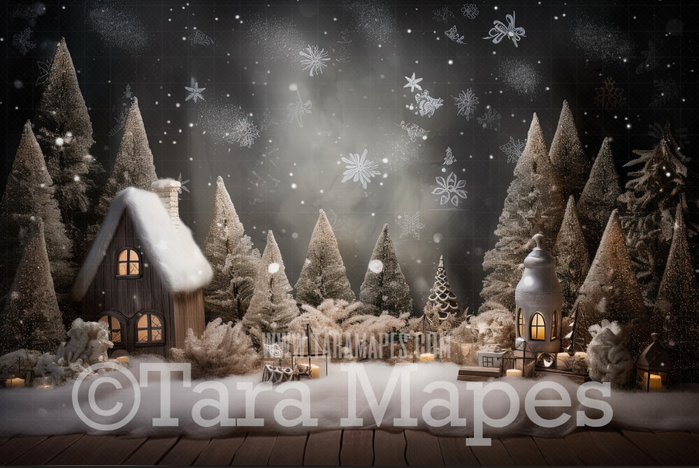 Christmas Studio Digital Backdrop - Christmas Interior - Christmas Room Digital Background