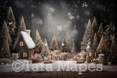 Christmas Studio Digital Backdrop - Christmas Interior - Christmas Room Digital Background