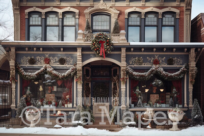 Christmas Shop Digital Backdrop - Christmas Toy Shop - Christmas Gift Shoppe - Christmas Storefront Digital Background