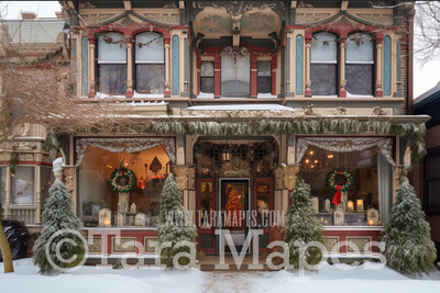Christmas Shop Digital Backdrop - Christmas Toy Shop - Christmas Gift Shoppe - Christmas Storefront Digital Background