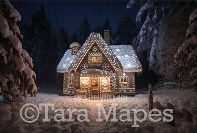 Christmas Gingerbread House Digital Backdrop - Gingerbread Home Themed Digital Backdrop - Sweets Christmas Digital Background