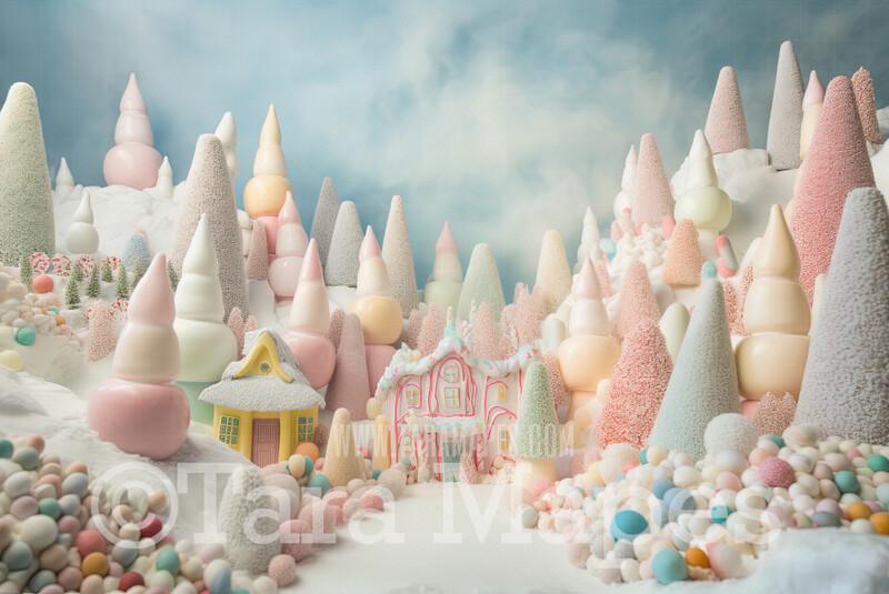 Gum Drop Land Digital Backdrop - Pastel Candy Land -  Pastel Christmas Candy Gumdrops Digital Background