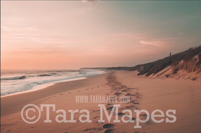 Pastel Beach Digital Backdrop - Beach at Sunset - Beach Digital Background JPG