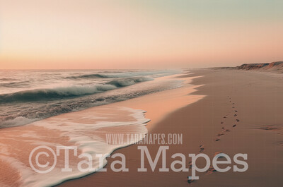 Pastel Beach Digital Backdrop - Beach at Sunset - Beach Digital Background JPG