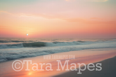 Pastel Beach Digital Backdrop - Beach at Sunset - Beach Digital Background JPG