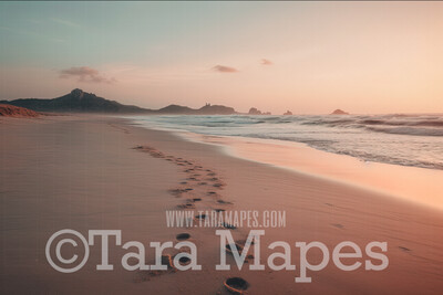 Pastel Beach Digital Backdrop - Beach at Sunset - Beach Digital Background JPG
