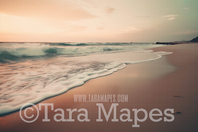 Pastel Beach Digital Backdrop - Beach at Sunset - Beach Digital Background JPG