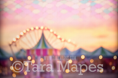 Pastel Beach Blurred Digital Backdrop - Blurred Beach with Carnival Tent - Beach Digital Background JPG