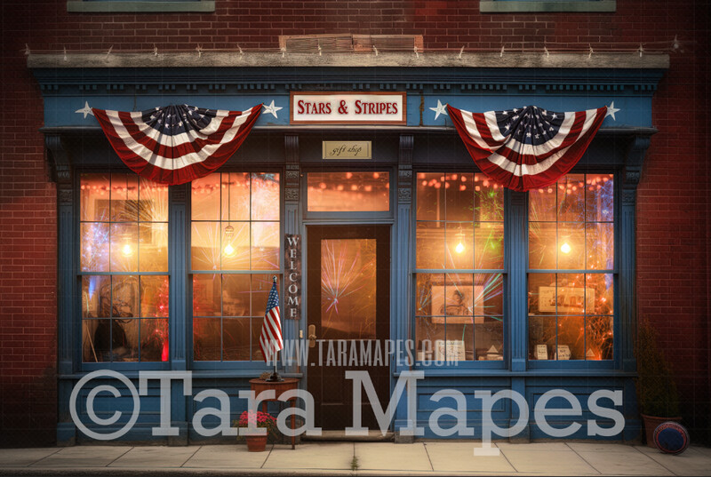 Americana Storefront - Stars and Stripes Gift Shop - Patriotic Shop - Independence Day Shop - 4th of July Shop - Rustic Store - Fourth of July Digital Background Backdrop - JPG file