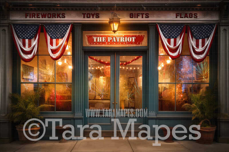 Americana Storefront - The Patriot Gift Shop - Patriotic Shop - Independence Day Shop - 4th of July Shop - Rustic Store - Fourth of July Digital Background Backdrop - JPG file