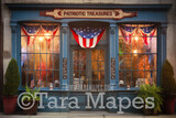 Americana Storefront - Patriotic Treasures Gift Shop - Patriotic Shop - Independence Day Shop - 4th of July Shop - Rustic Store - Fourth of July Digital Background Backdrop -  JPG file