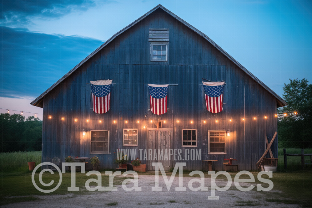 Patriotic Barn Digital Backdrop - Rustic Barn Digital Background- Americana Barn Digital - Fourth of July Digital Background - Independence Day Barn Digital  JPG file