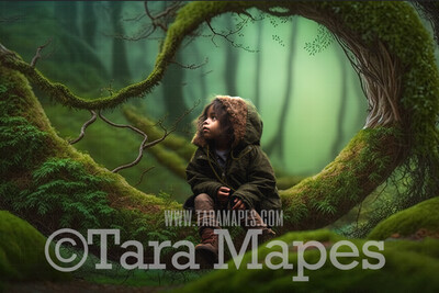 Mossy Tree Branch Digital Backdrop -  Painterly Mossy Fairy Forest - Mossy Forest - Newborn Fairy Nature Digital Background JPG