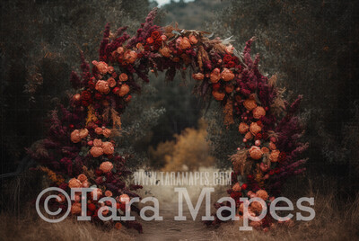 Floral Arch Digital Backdrop - Arch of Flowers - Summer Autumn Floral Arch Digital Backdrop