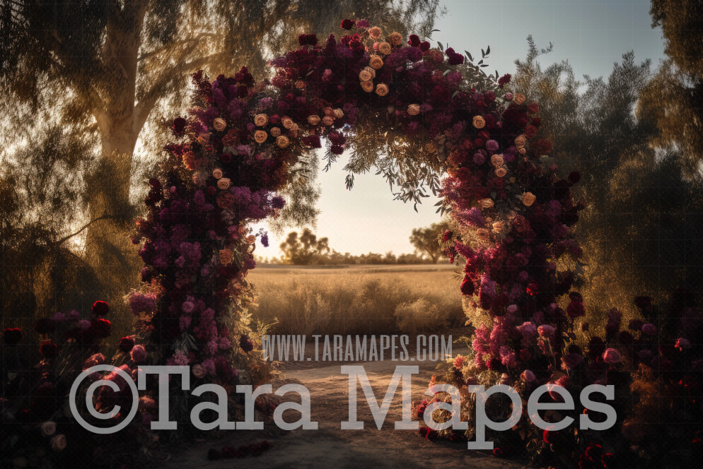 Floral Arch Digital Backdrop - Arch of Flowers - Summer Autumn Floral Arch Digital Backdrop
