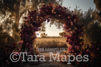 Floral Arch Digital Backdrop - Arch of Flowers - Summer Autumn Floral Arch Digital Backdrop