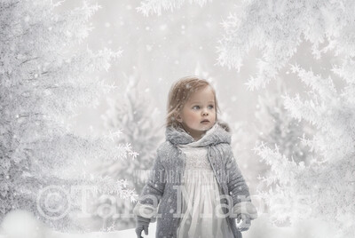 Painterly Snowy Forest Digital Backdrop -  Snowy Trees Digital Background JPG - Free Snow Overlay Included