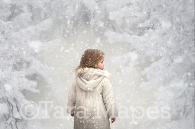 Painterly Snowy Forest Digital Backdrop -  Snowy Trees Digital Background JPG - Free Snow Overlay Included