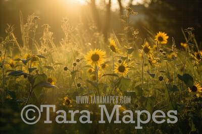 Sunflower Field Digital Backdrop - Field of Sunflowers - Summer Sunflowers Digital Backdrop