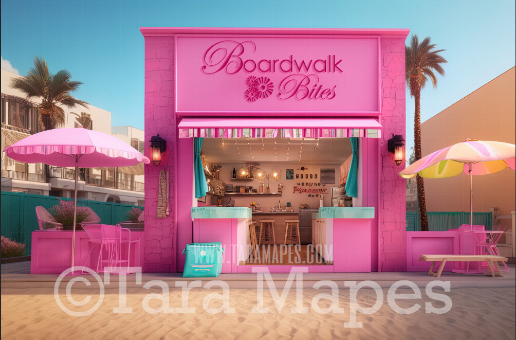 Beach Storefront Digital Backdrop -  Storefront on Beach - Boardwalk Bites Digital Background