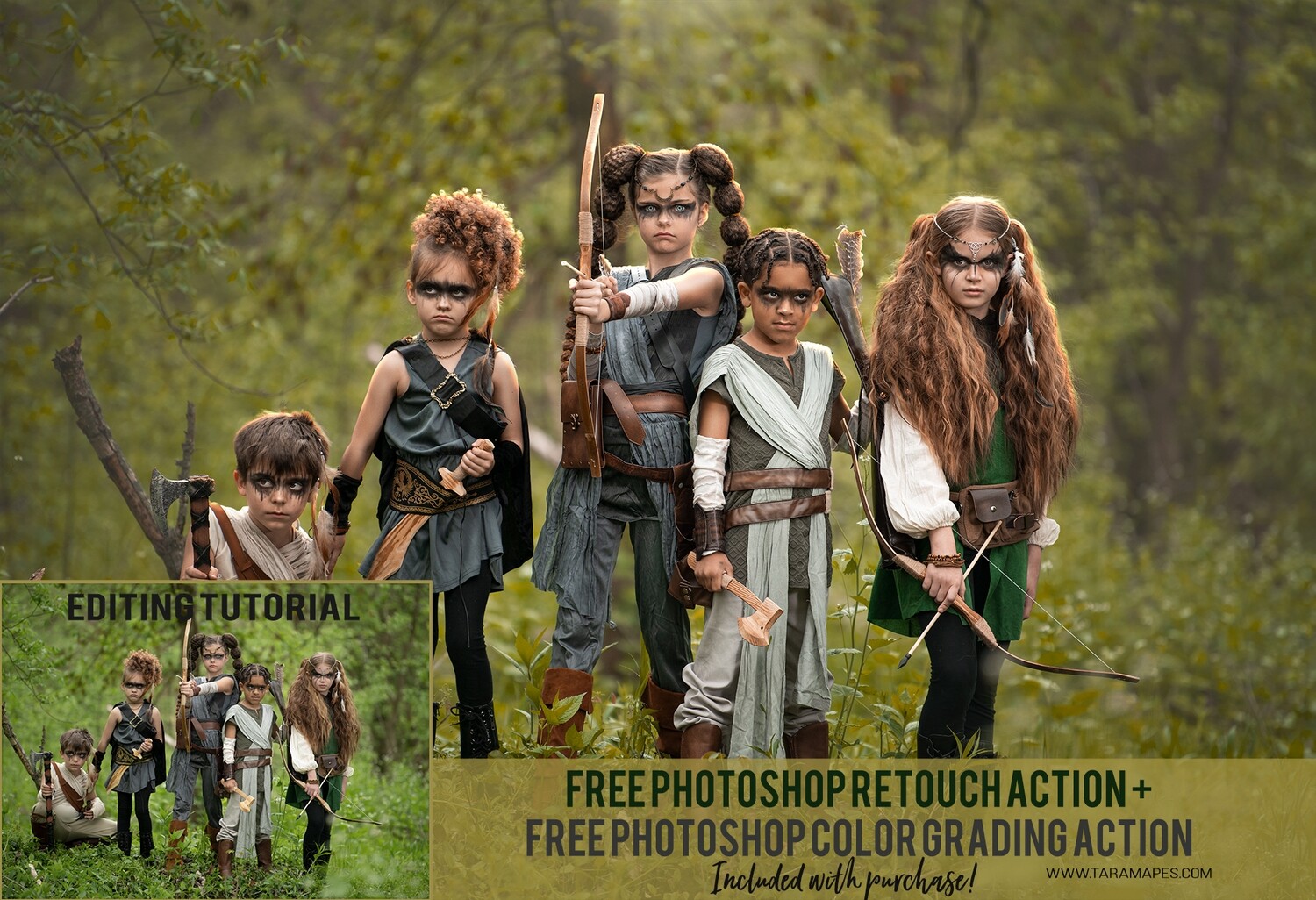 Woodland Warriors Photoshop Tutorial - Photoshop Action Workflow Set Included -- Color Grading Action Set Included - Fine Art Painterly Tutorial by Tara Mapes