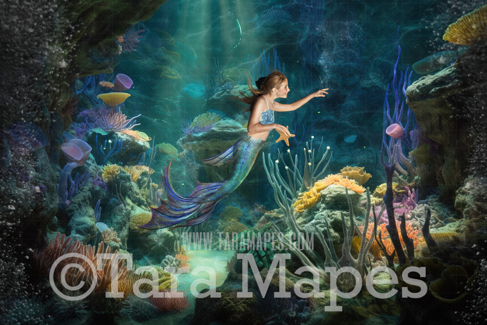 Ocean Digital Backdrop - Underwater - Under the Sea Digital Background -  Mermaid Digital Background JPG
