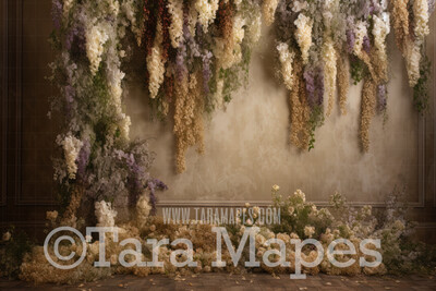 Hanging Wisteria and Wildflowers Studio Digital Backdrop - Room of Flowers Digital Background JPG