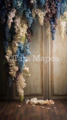 Hanging Wisteria and Wildflowers Studio Digital Backdrop - Room of Flowers Digital Background JPG