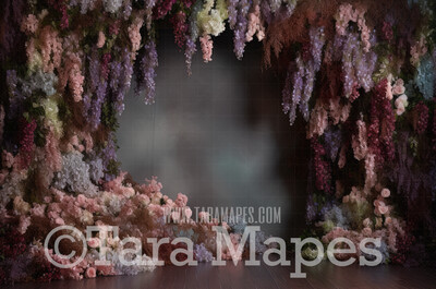 Hanging Wisteria and Wildflowers Studio Digital Backdrop - Room of Flowers Digital Background JPG