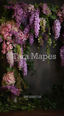 Hanging Wisteria and Wildflowers Studio Digital Backdrop - Room of Flowers Digital Background JPG