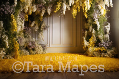 Hanging Wisteria and Wildflowers Studio Digital Backdrop - Room of Flowers Digital Background JPG