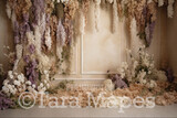 Hanging Wisteria and Wildflowers Studio Digital Backdrop - Room of Flowers Digital Background JPG