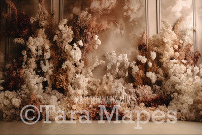 Hanging Wisteria and Wildflowers Studio Digital Backdrop - Room of Flowers Digital Background JPG