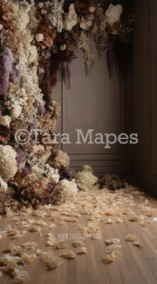 Hanging Wisteria and Wildflowers Studio Digital Backdrop - Room of Flowers Digital Background JPG