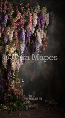 Hanging Wisteria and Wildflowers Studio Digital Backdrop - Room of Flowers Digital Background JPG